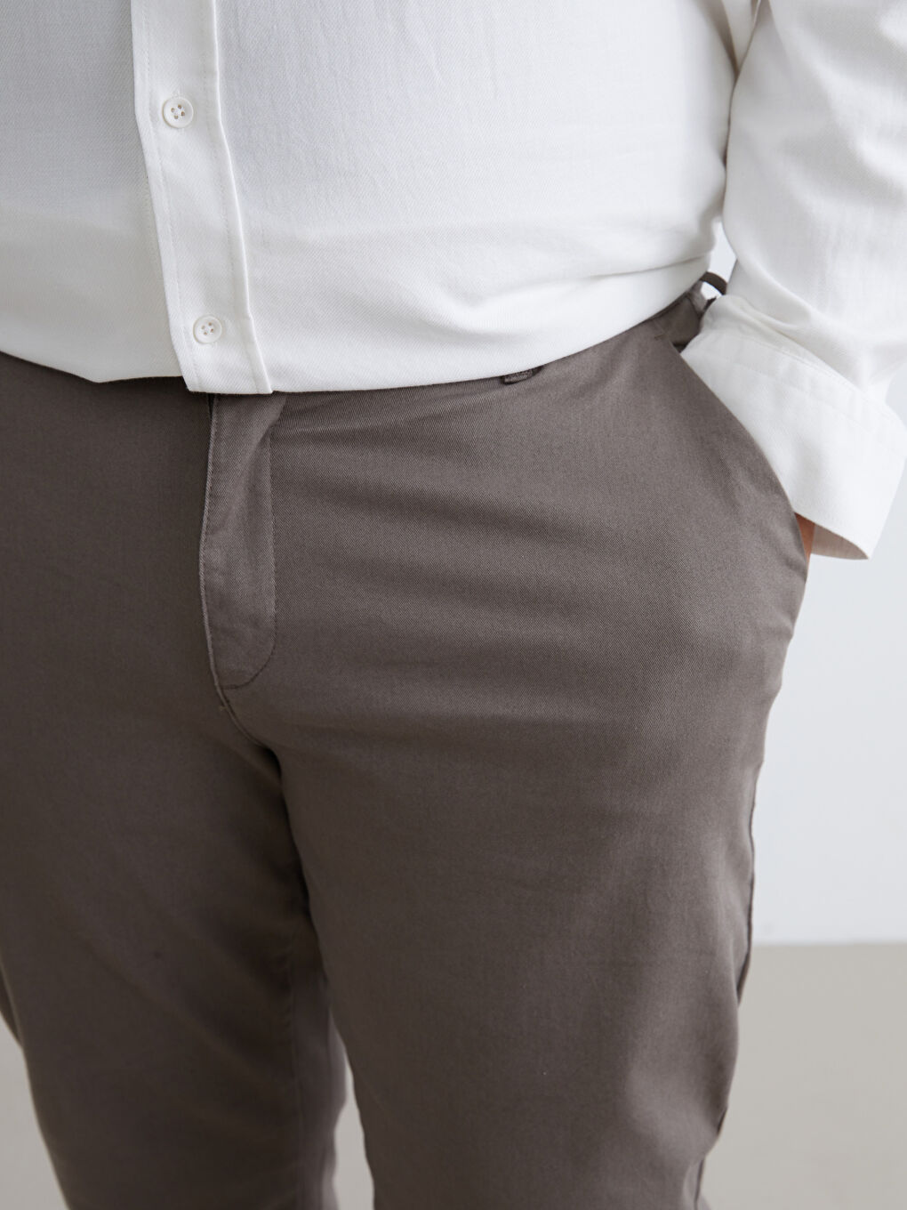 Kahverengi Büyük Beden Standart Kalıp Erkek Chino Pantolon-5