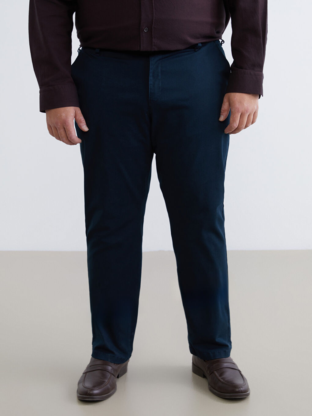 Lacivert Büyük Beden Standart Kalıp Erkek Chino Pantolon-3