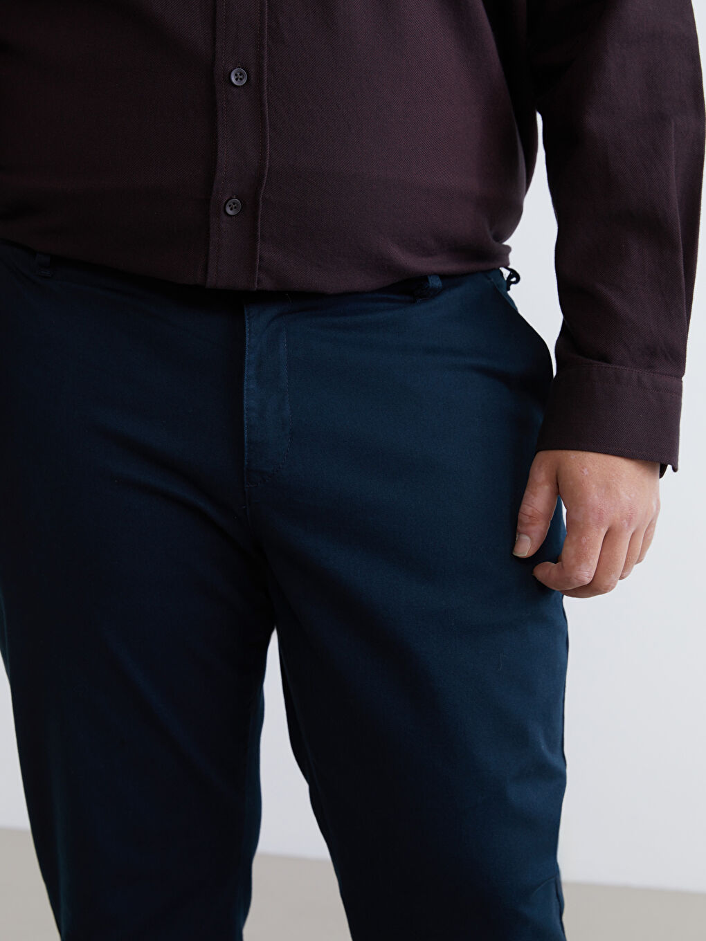 Lacivert Büyük Beden Standart Kalıp Erkek Chino Pantolon-5
