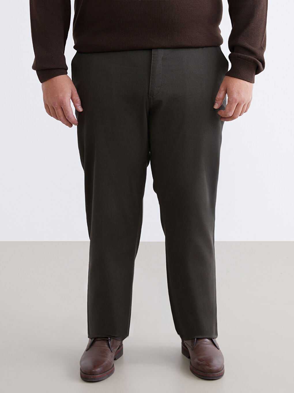 Haki Büyük Beden Standart Kalıp Erkek Chino Pantolon-1