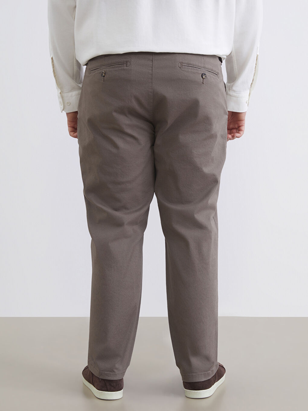 Kahverengi Büyük Beden Standart Kalıp Erkek Chino Pantolon-6