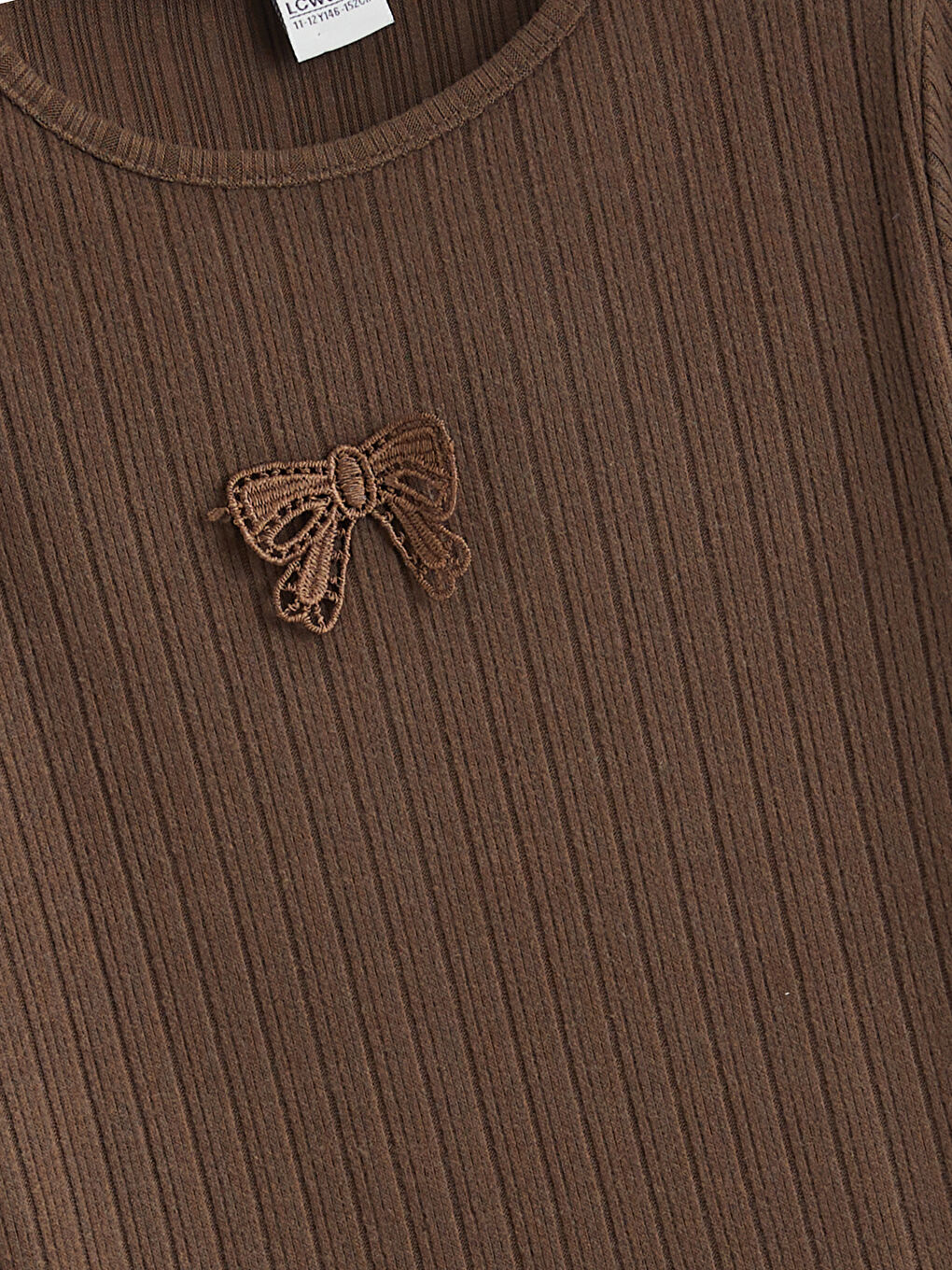 Crew Neck Bow Detailed Girls' T-Shirt-1