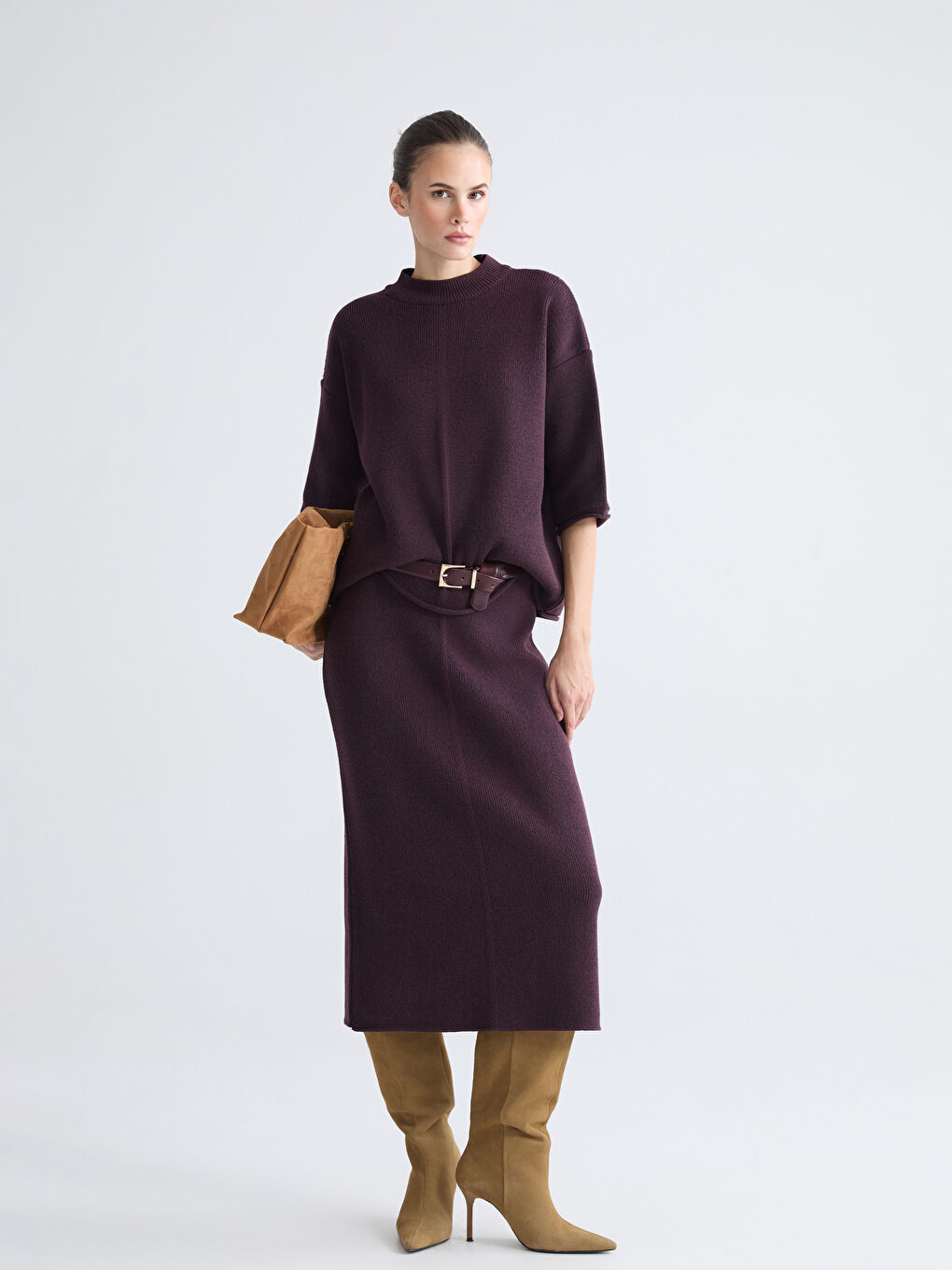 Funnel Neck Women's Knit Sweater-2