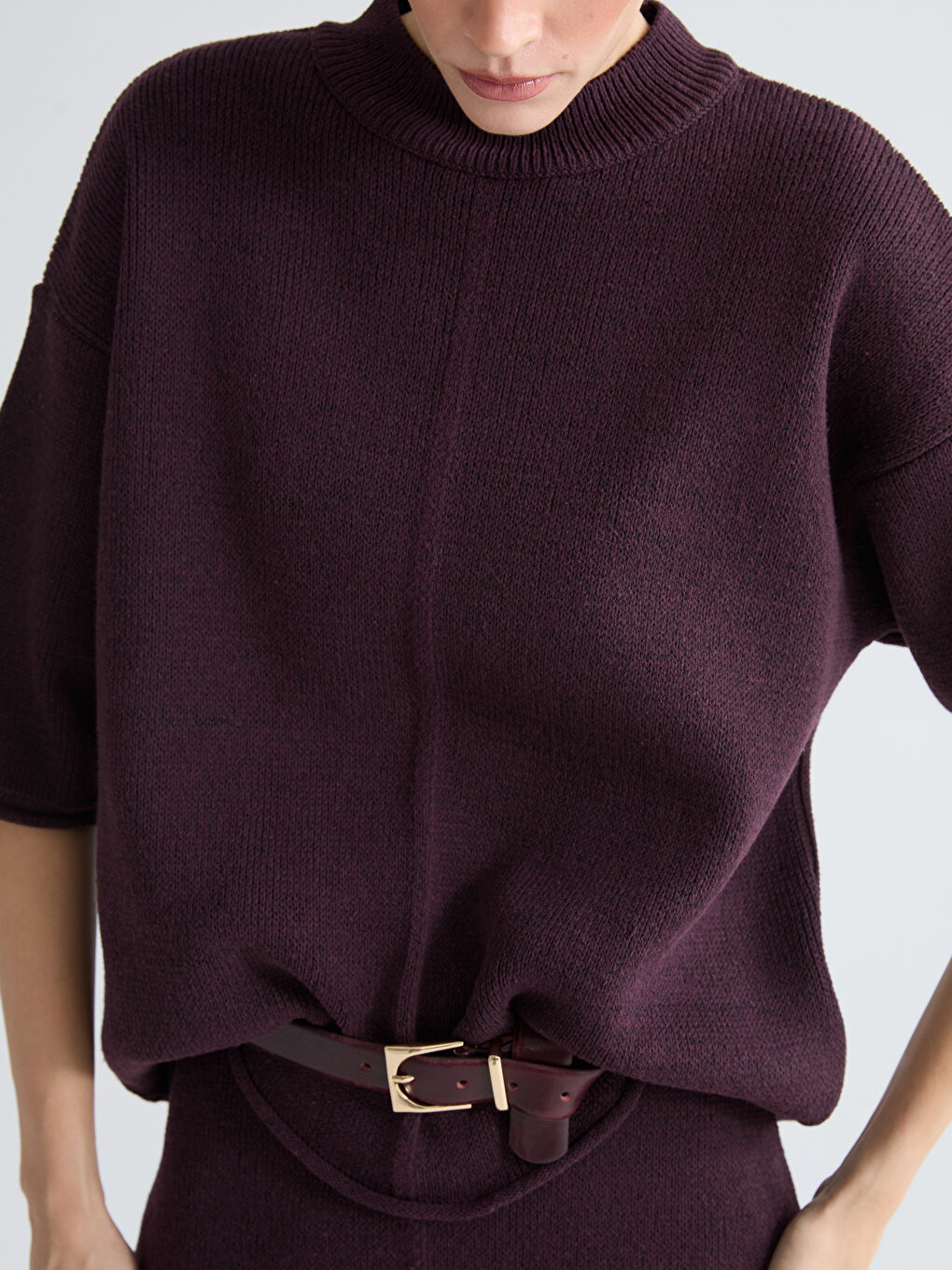 Funnel Neck Women's Knit Sweater-4