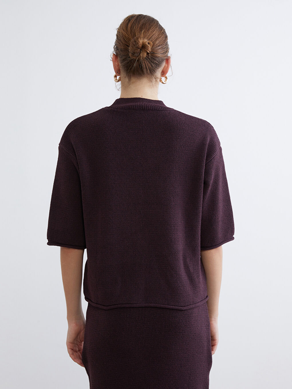 Funnel Neck Women's Knit Sweater-7