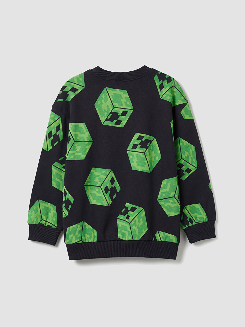 Siyah Minecraft Baskılı Erkek Çocuk Sweatshirt-1