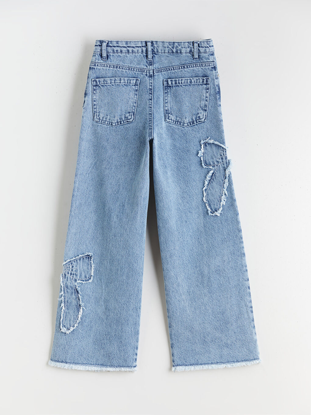 Mavi Wideleg Kız Çocuk Jean Pantolon-1