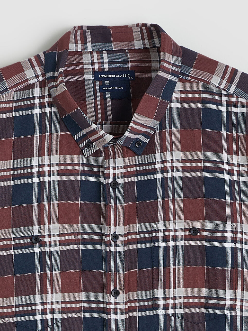 Bordo Regular Fit Uzun Kollu Ekose Erkek Gömlek-5