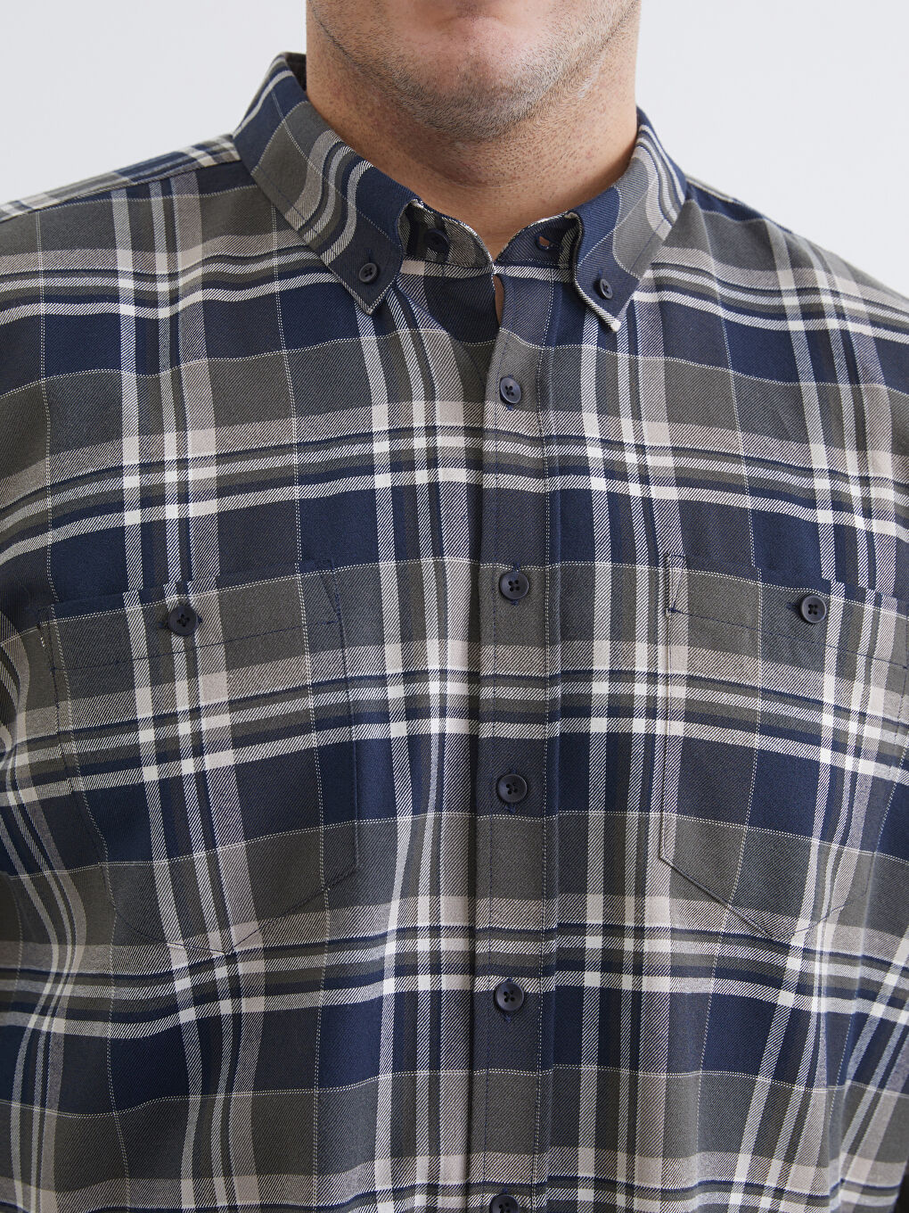 Haki Regular Fit Uzun Kollu Ekose Erkek Gömlek-2