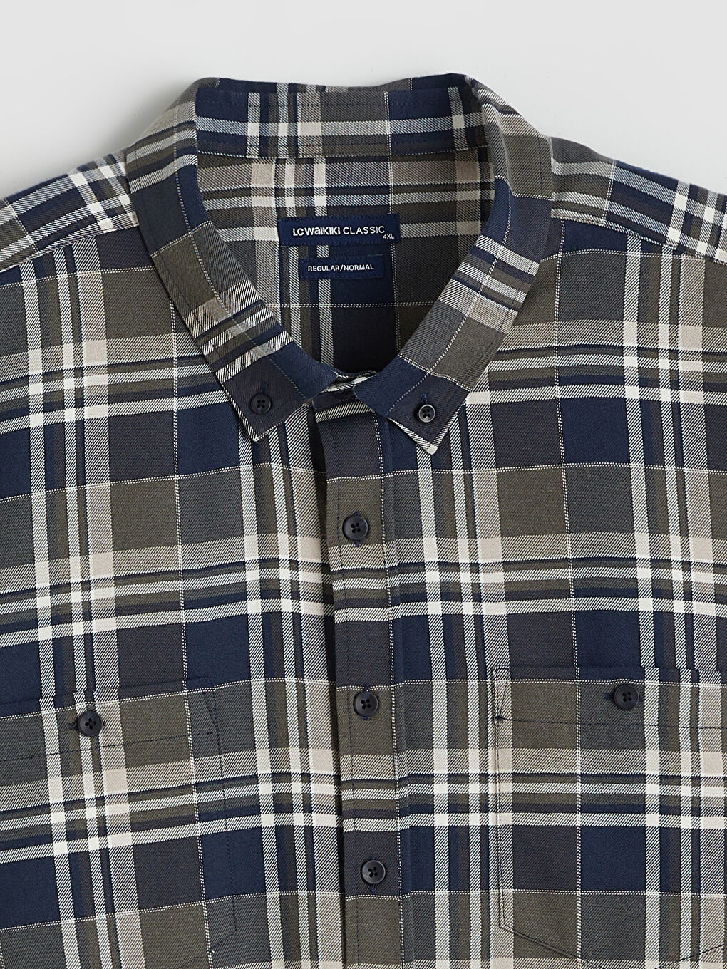 Haki Regular Fit Uzun Kollu Ekose Erkek Gömlek-5