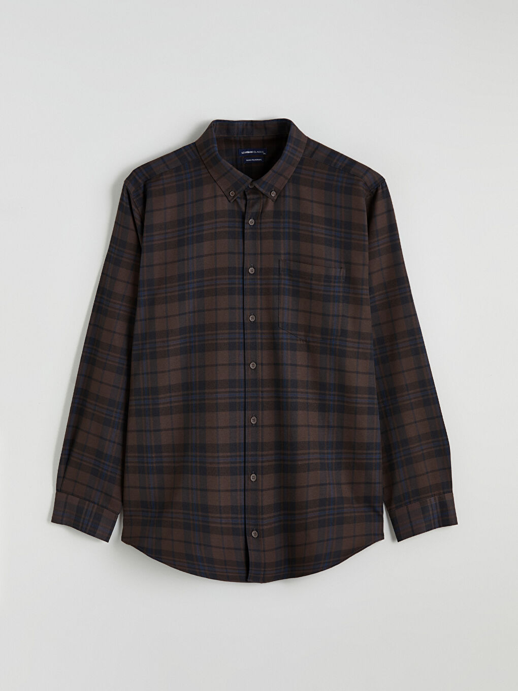 Kahverengi Regular Fit Uzun Kollu Ekose Gabardin Erkek Gömlek-4
