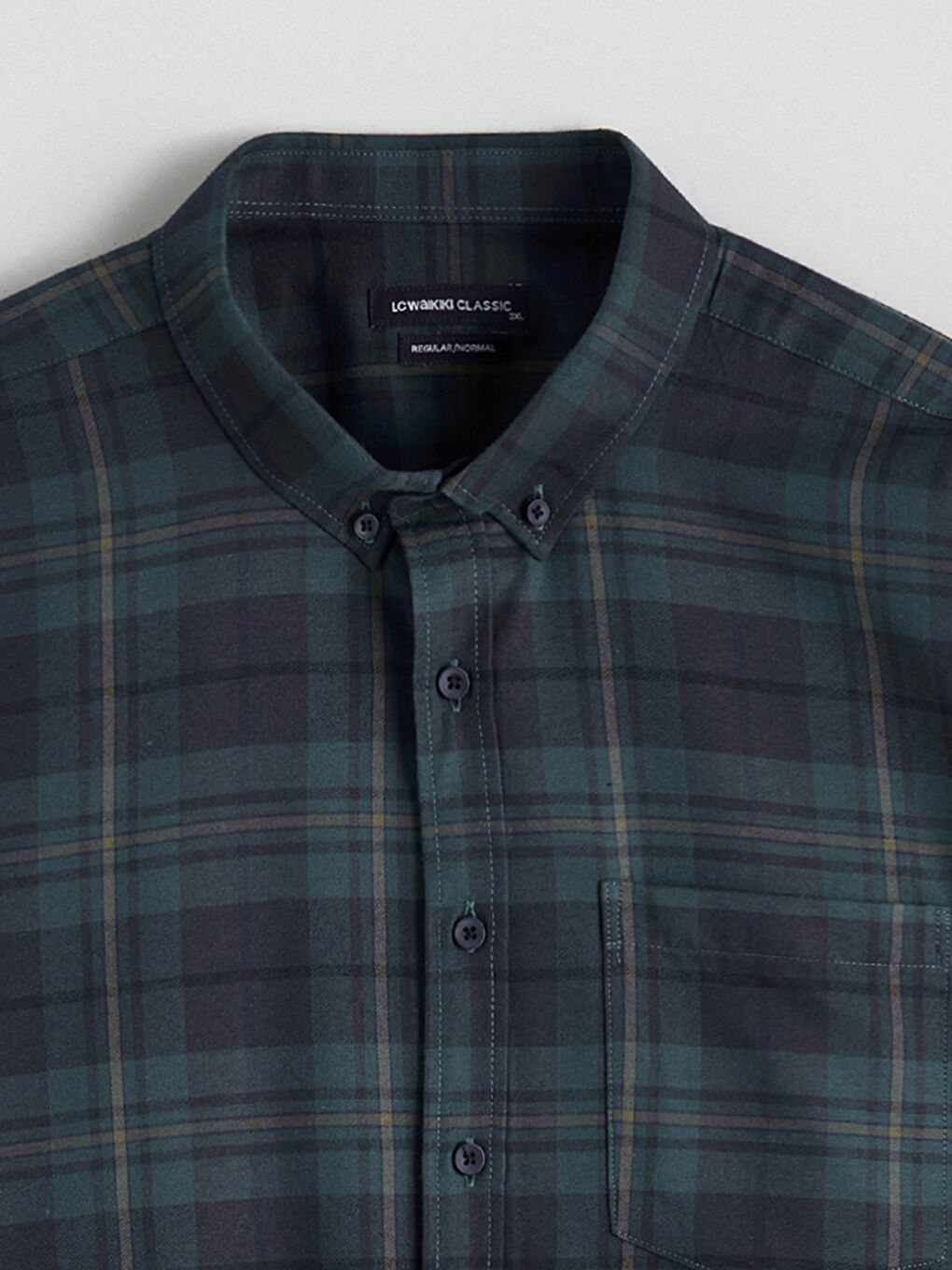 Yeşil Regular Fit Uzun Kollu Ekose Gabardin Erkek Gömlek-5