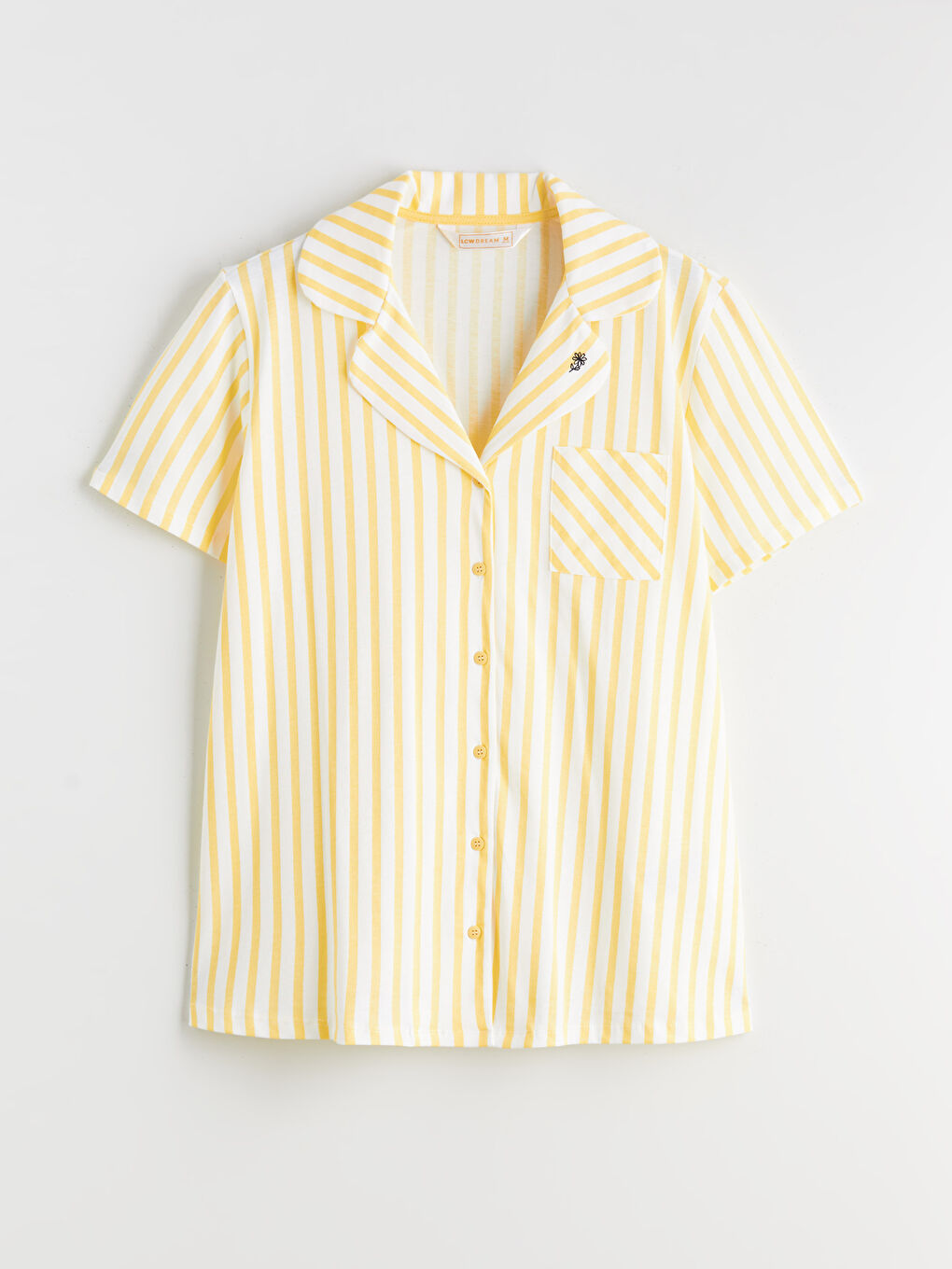 Ekru Gömlek Yaka Çizgili Hamile Pijama Takımı-5