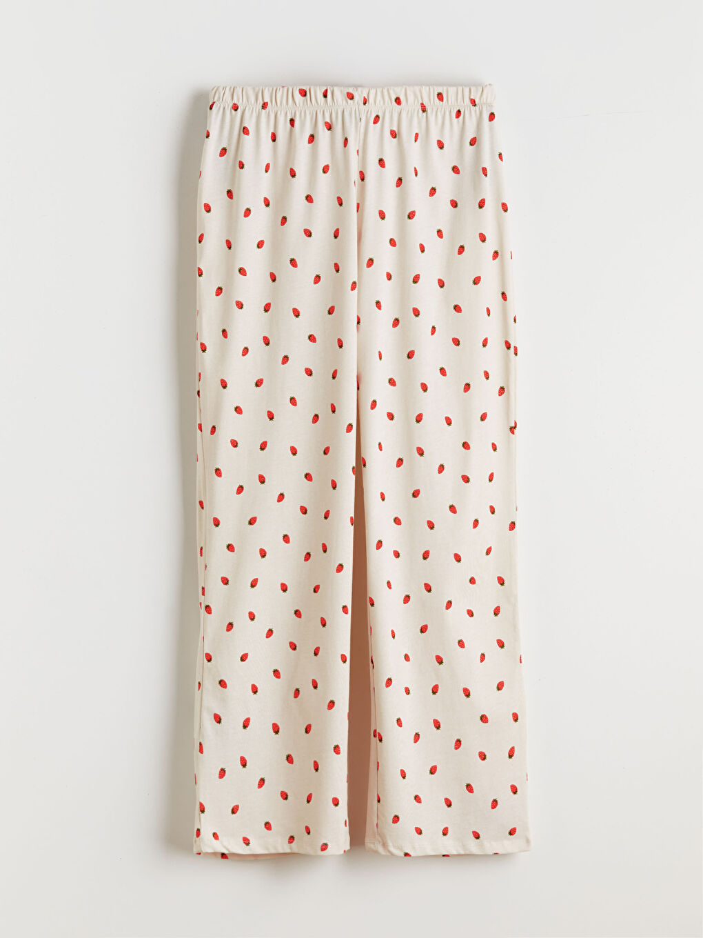 Ekru Bisiklet Yaka Desenli Kadın Pijama Takımı-6