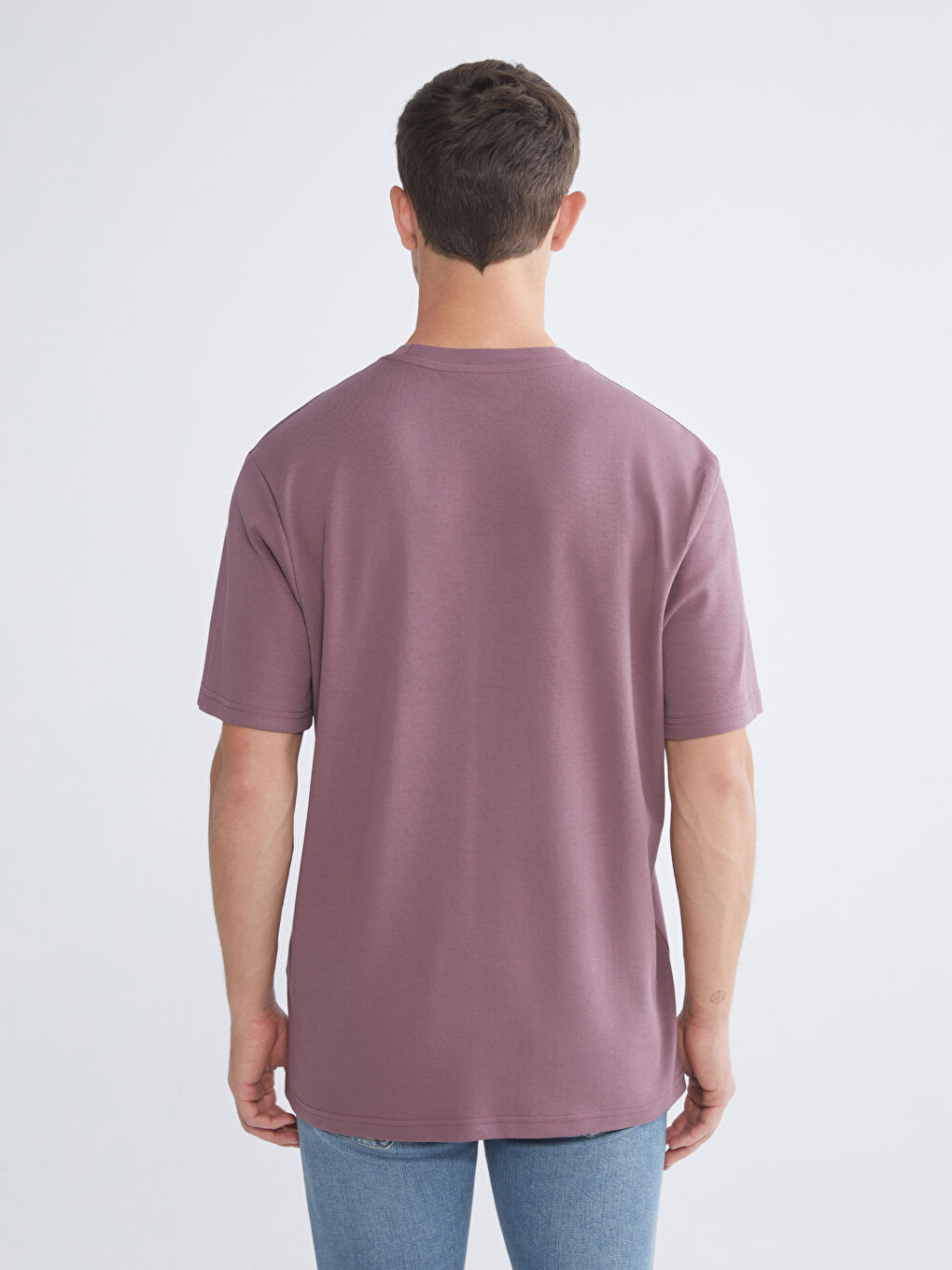 Mürdüm Bisiklet Yaka Baskılı Erkek Tişört-3