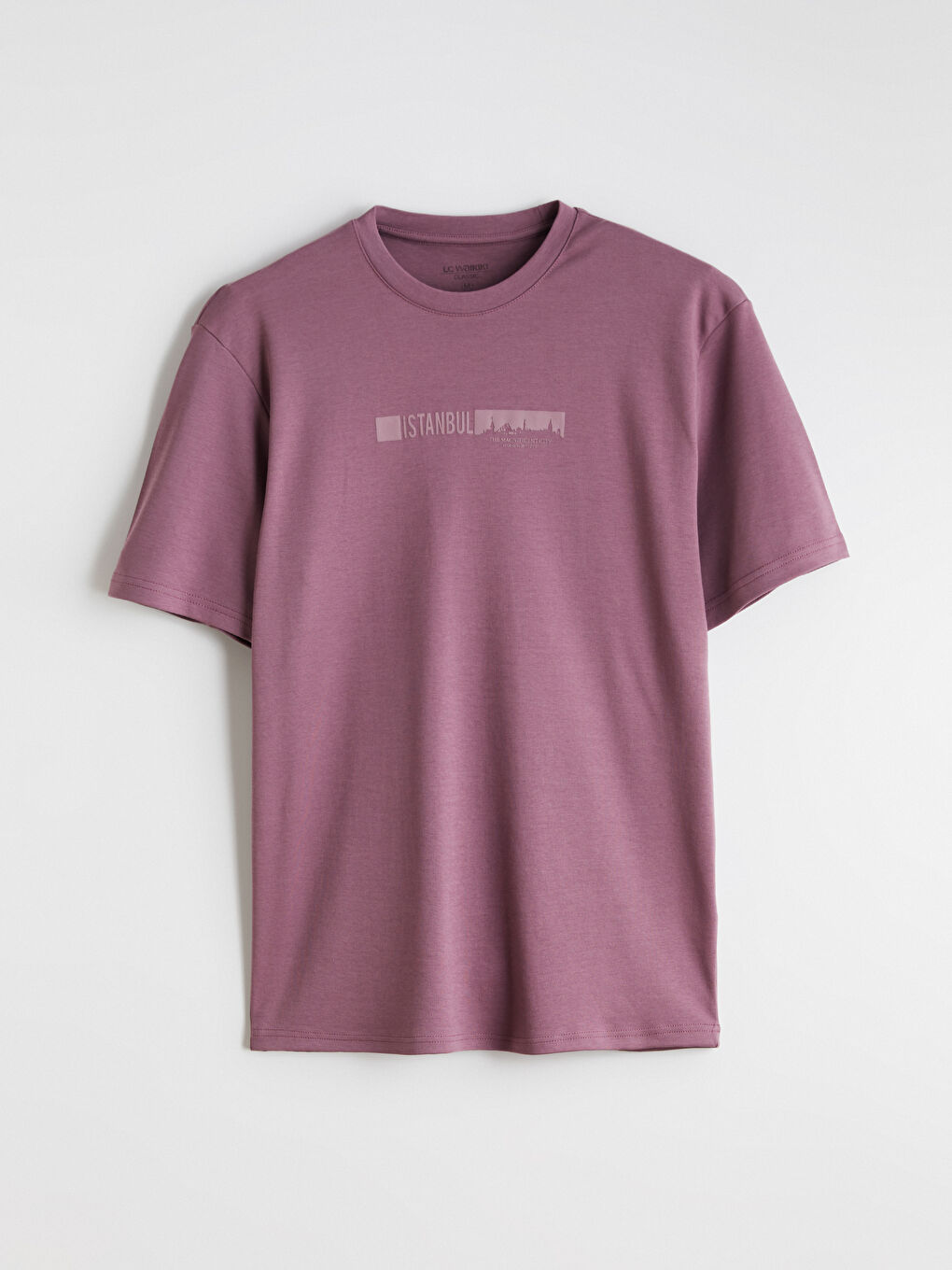 Mürdüm Bisiklet Yaka Baskılı Erkek Tişört-4