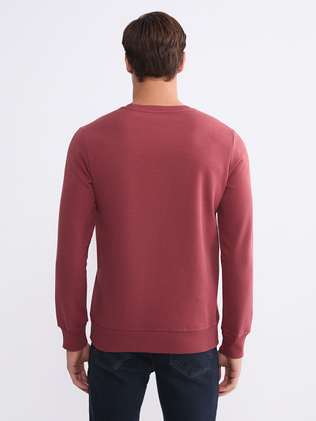 Kırmızı Bisiklet Yaka Baskılı Erkek Sweatshirt-3