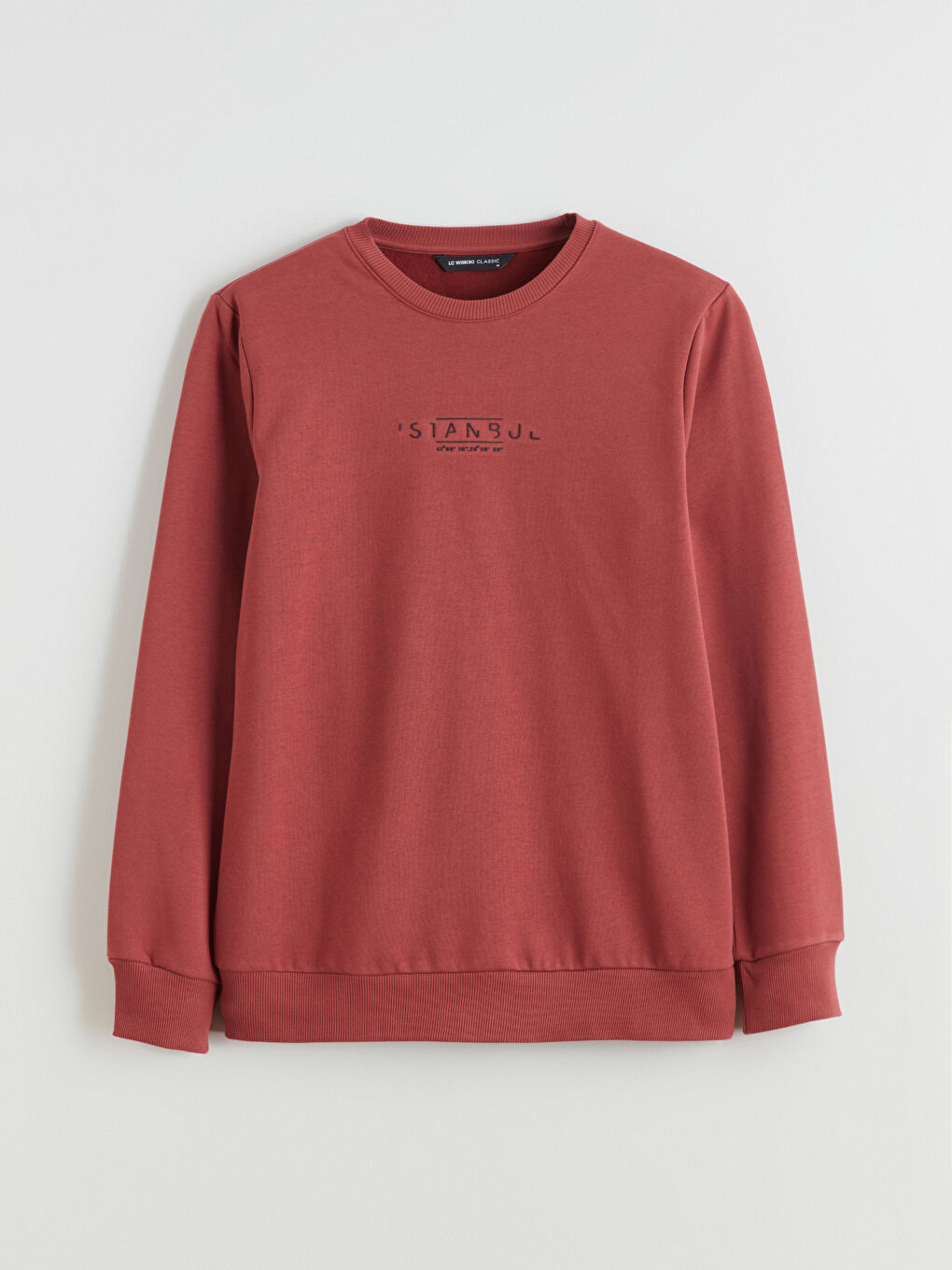 Kırmızı Bisiklet Yaka Baskılı Erkek Sweatshirt-4