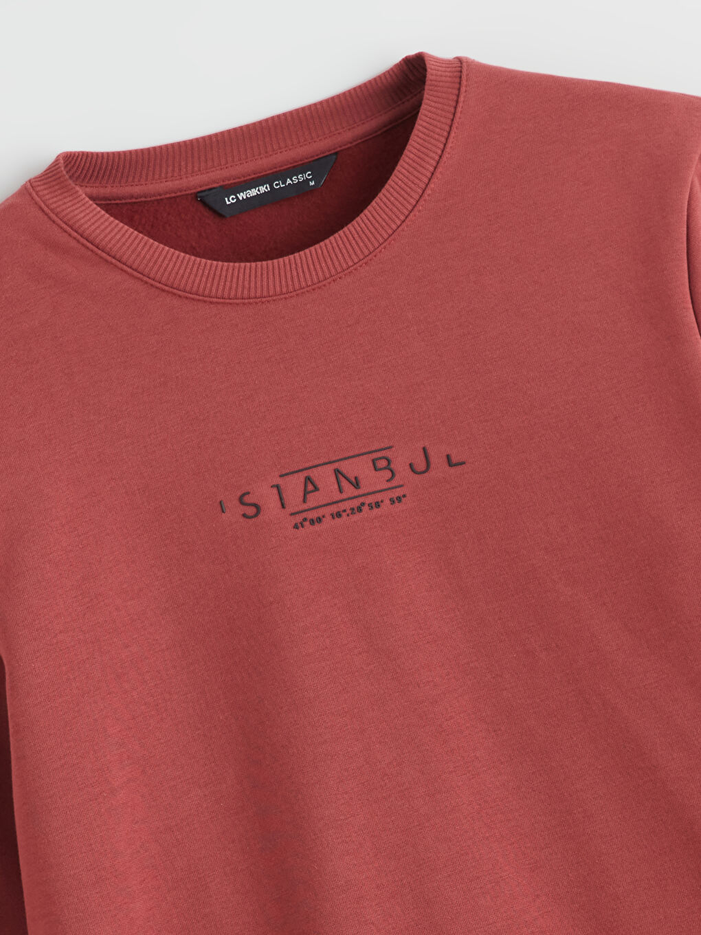 Kırmızı Bisiklet Yaka Baskılı Erkek Sweatshirt-6