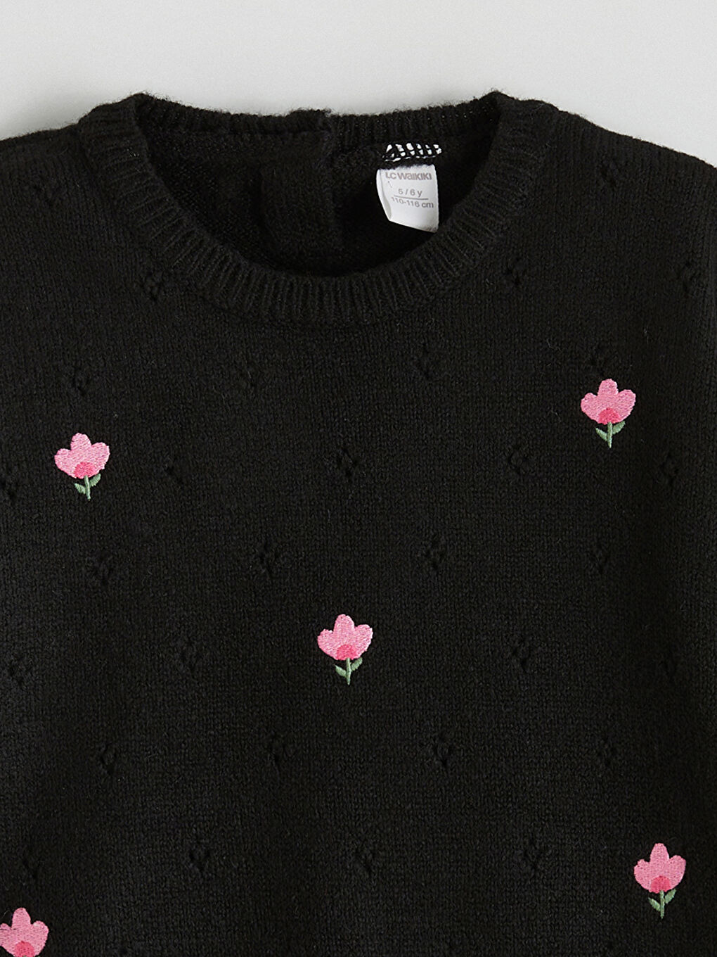 Siyah Bisiklet Yaka Kız Çocuk Kazak-1