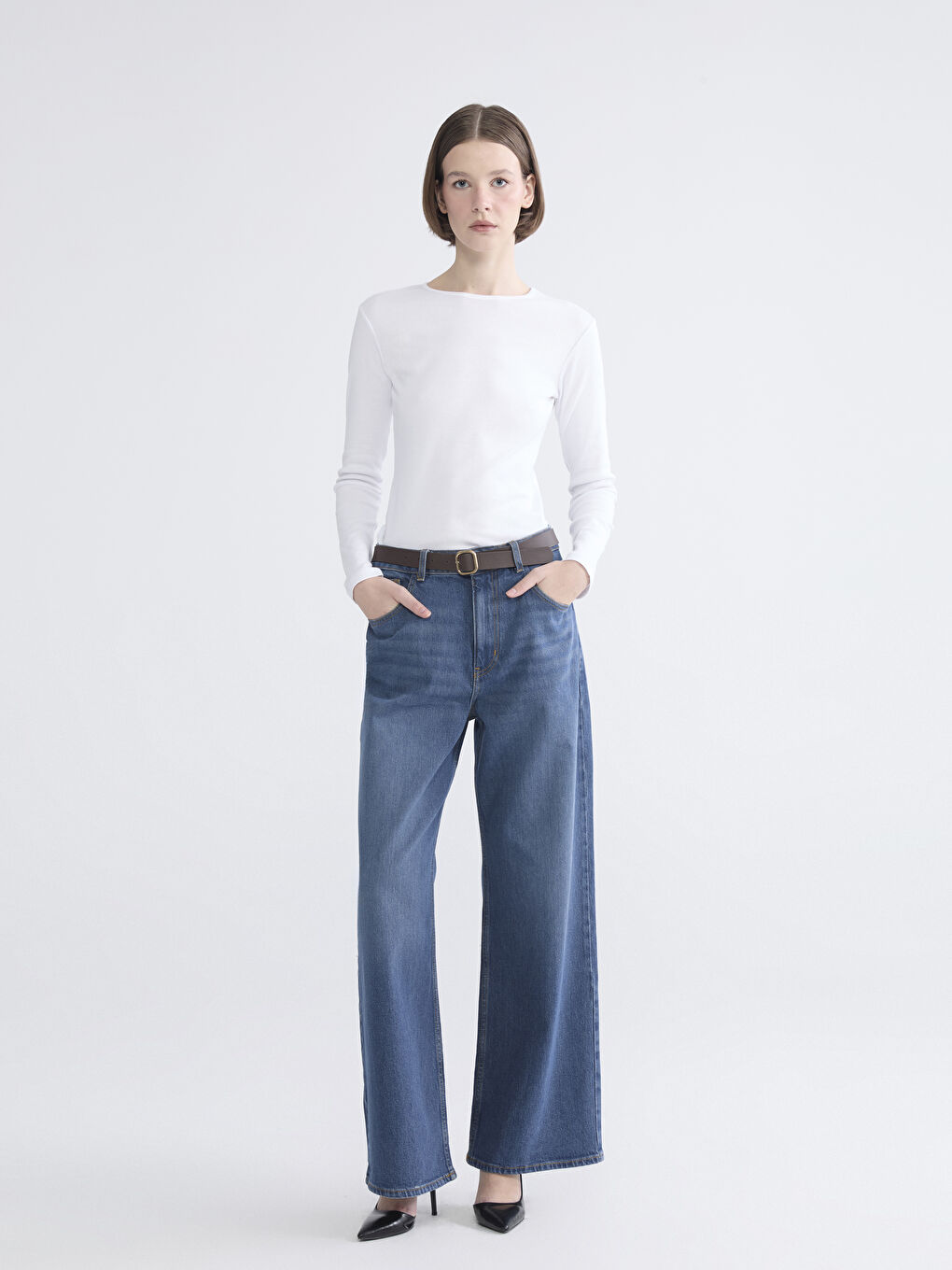 İndigo Wideleg Kadın Jean Pantolon