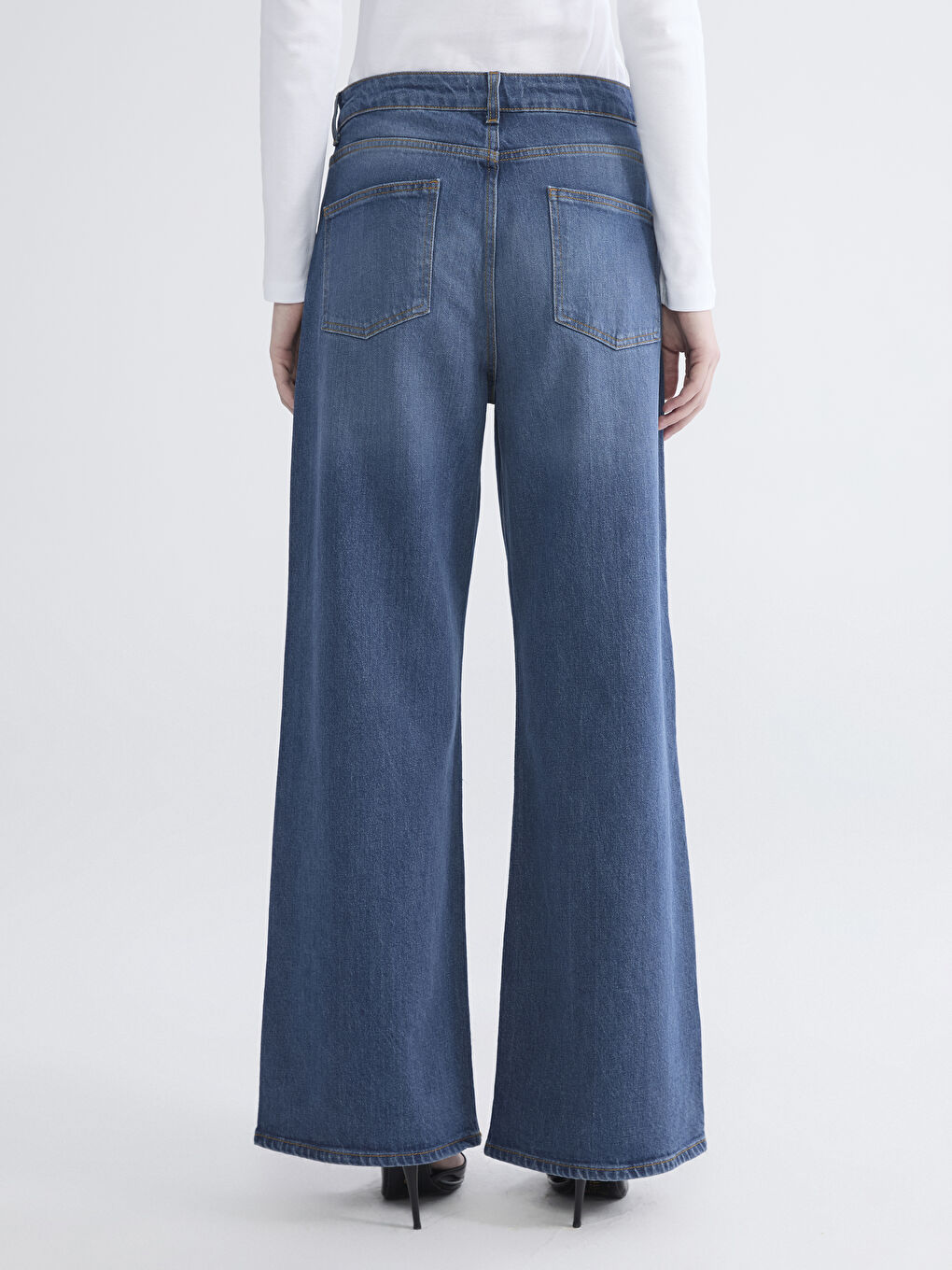 İndigo Wideleg Kadın Jean Pantolon-3