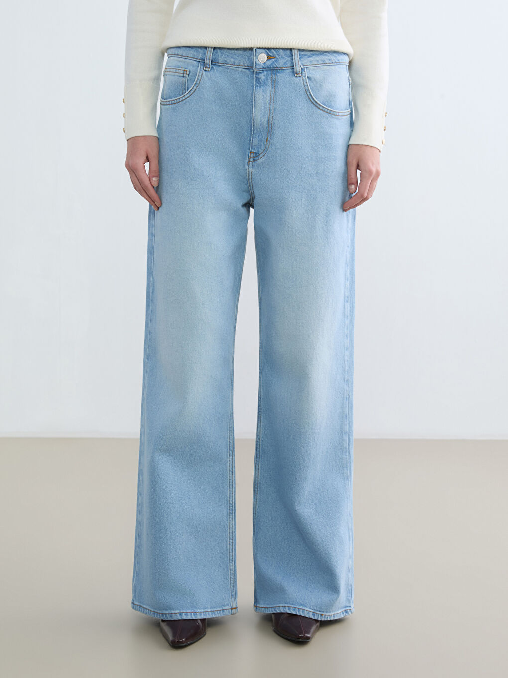 İndigo Wideleg Kadın Jean Pantolon-1