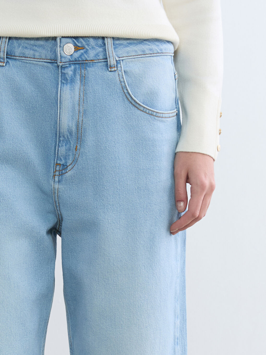 İndigo Wideleg Kadın Jean Pantolon-2