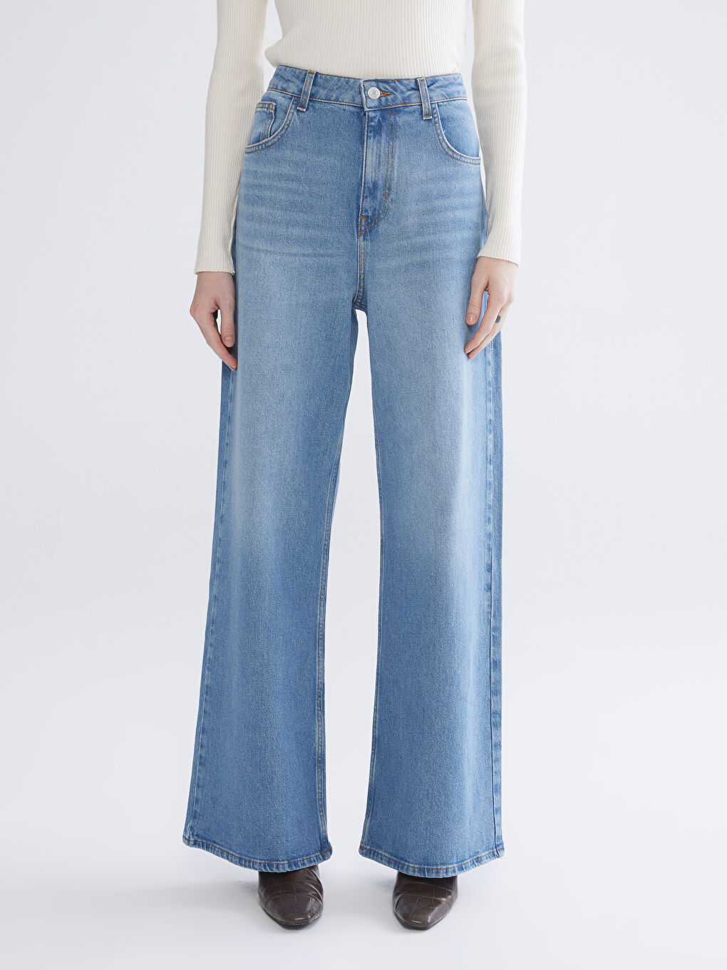 İndigo Wideleg Kadın Jean Pantolon-1