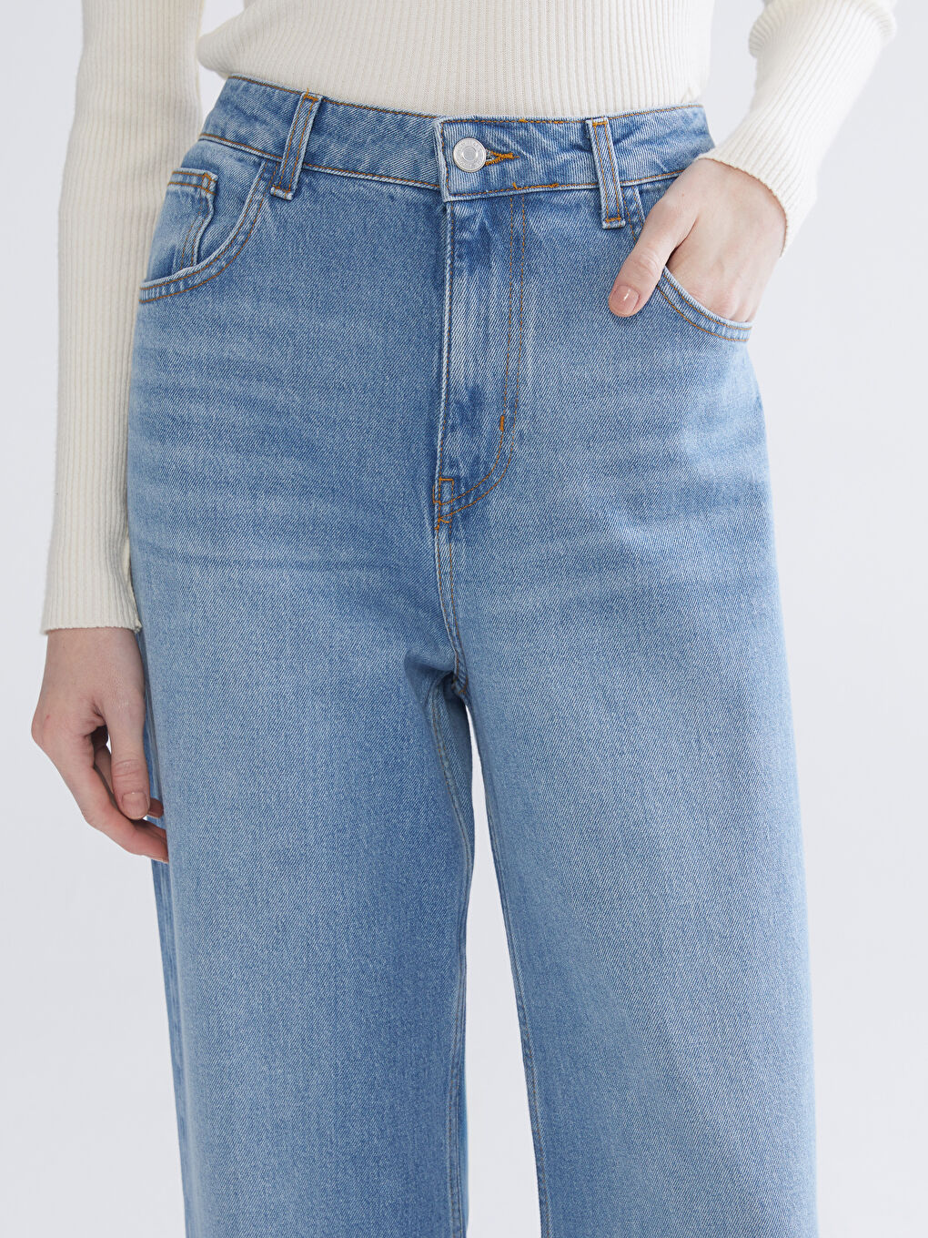 İndigo Wideleg Kadın Jean Pantolon-2