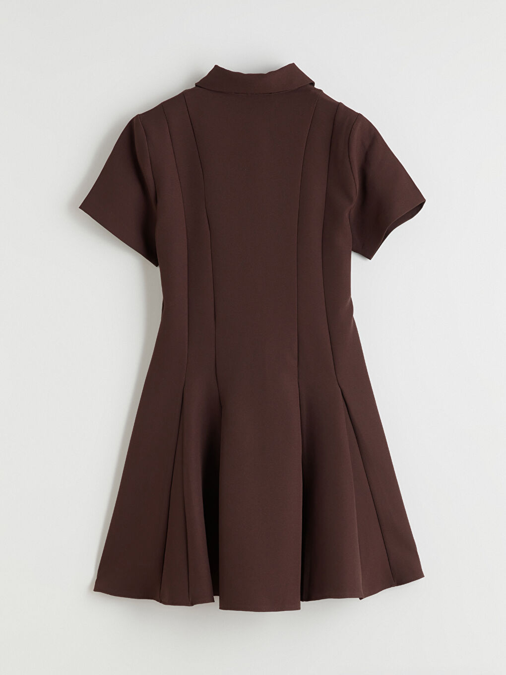 Kahverengi Belden Oturtmalı Mini Gömlek Elbise-7