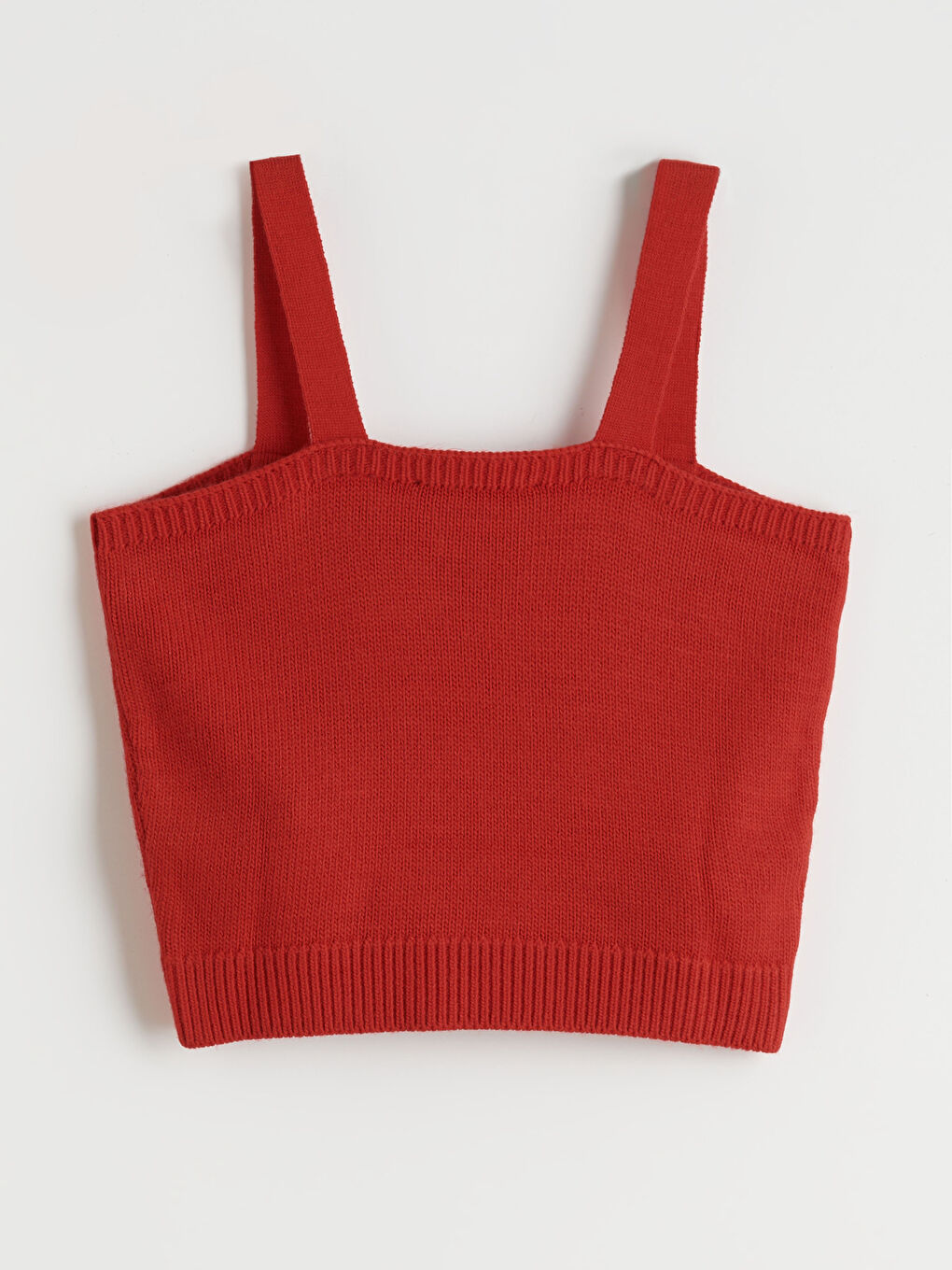 Kırmızı Kalp Yaka Kadın Triko Crop-9