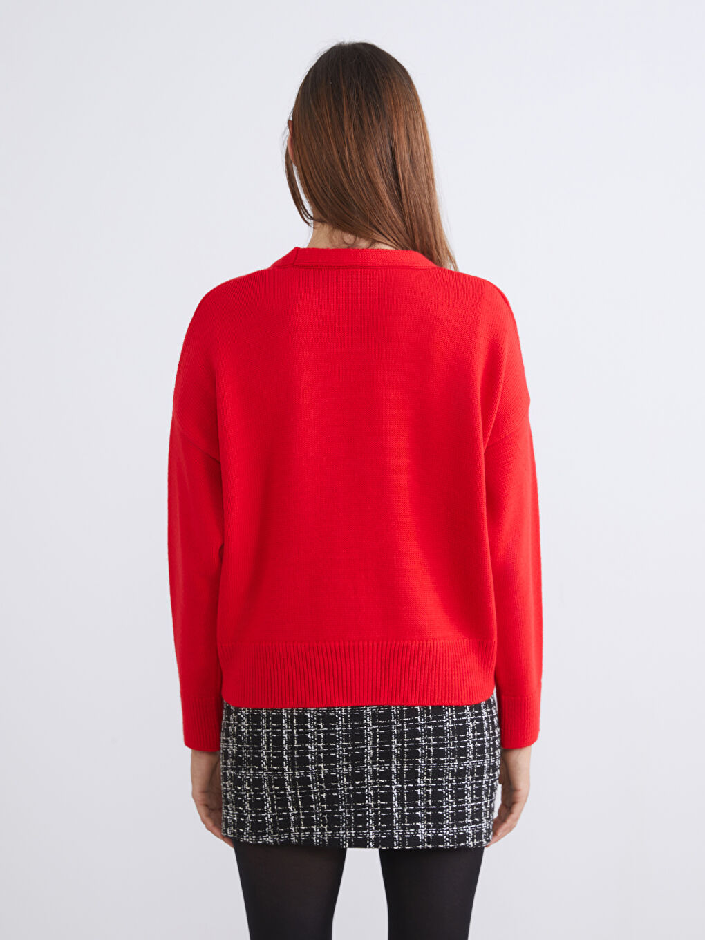 Kardigan Ženski Pleteni V Izrez Preveliko-3