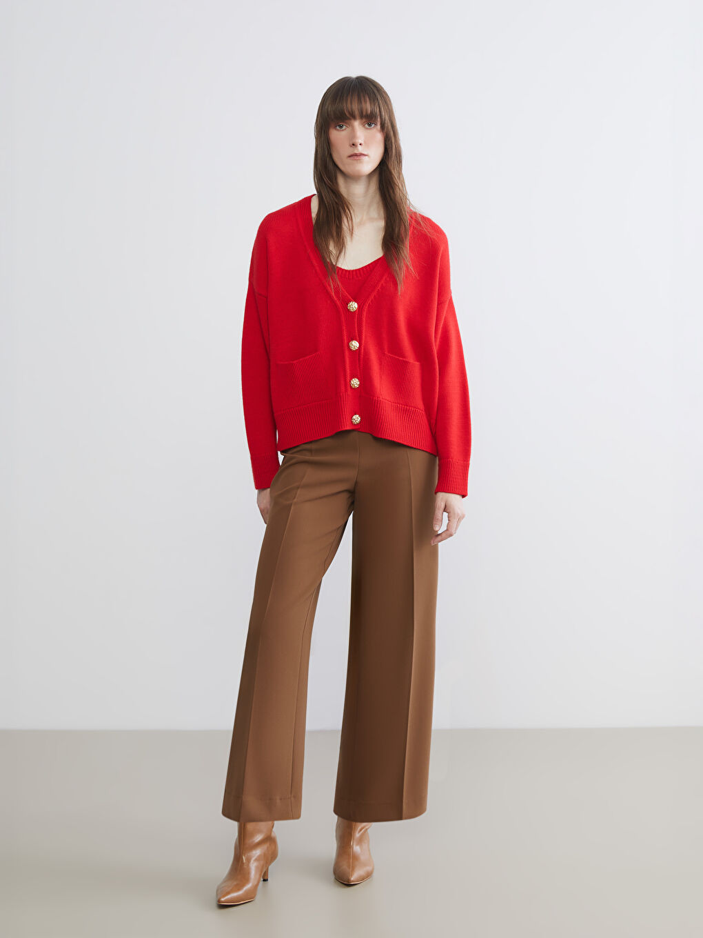 Kardigan Ženski Pleteni V Izrez Preveliko-1