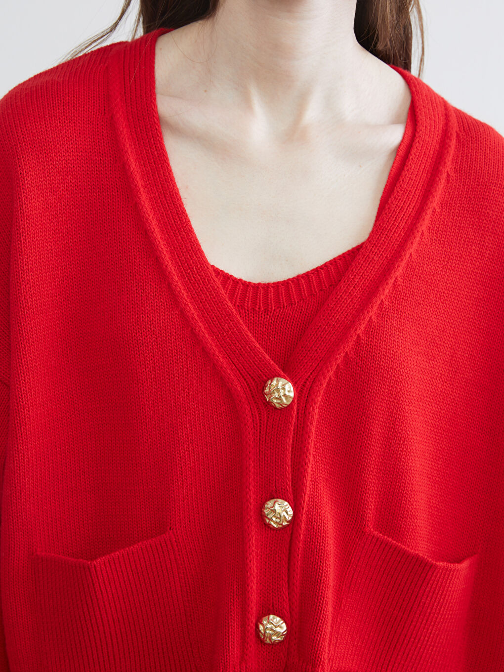 Kardigan Ženski Pleteni V Izrez Preveliko-2