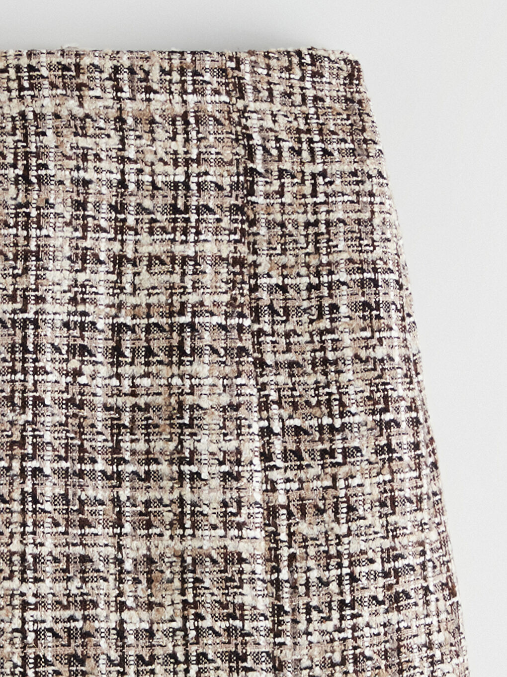 High Waisted Zippered Plaid A Form Mini Tweed Skirt-4