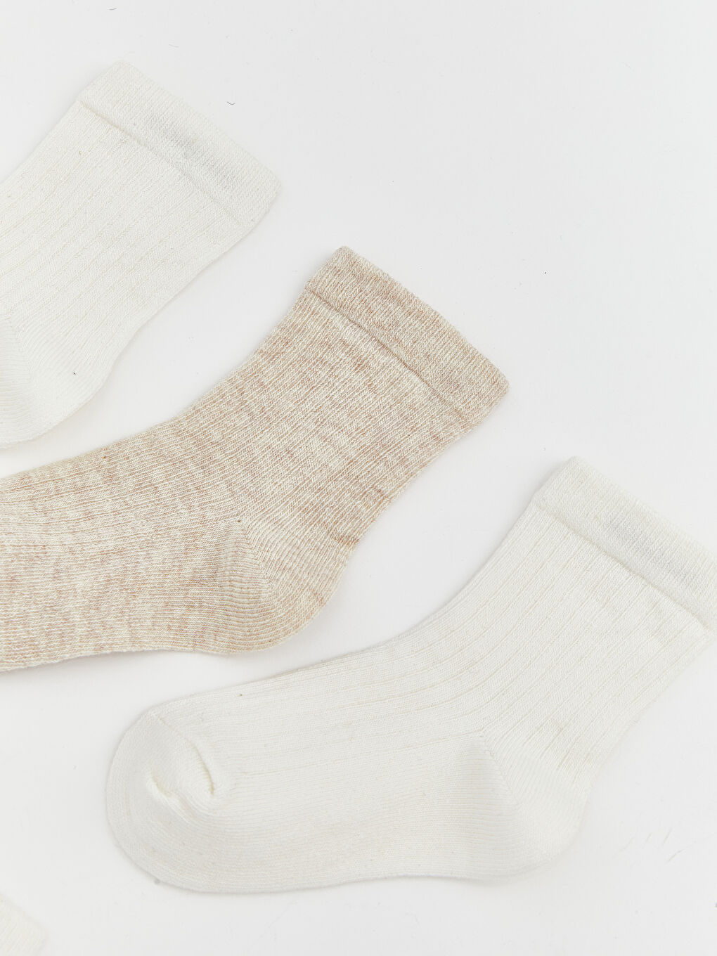 Ekru Basic Erkek Bebek Soket Çorap 5'li-1