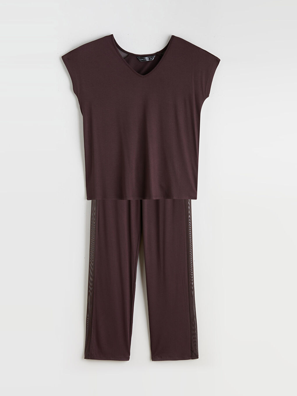 Kahverengi V Yaka Kadın Pijama Takım-4