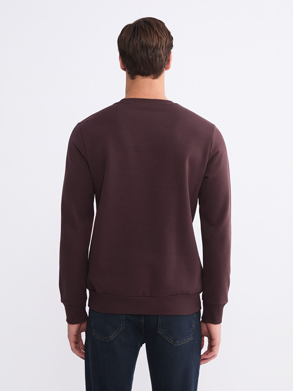 Mürdüm Bisiklet Yaka Baskılı Erkek Sweatshirt-3