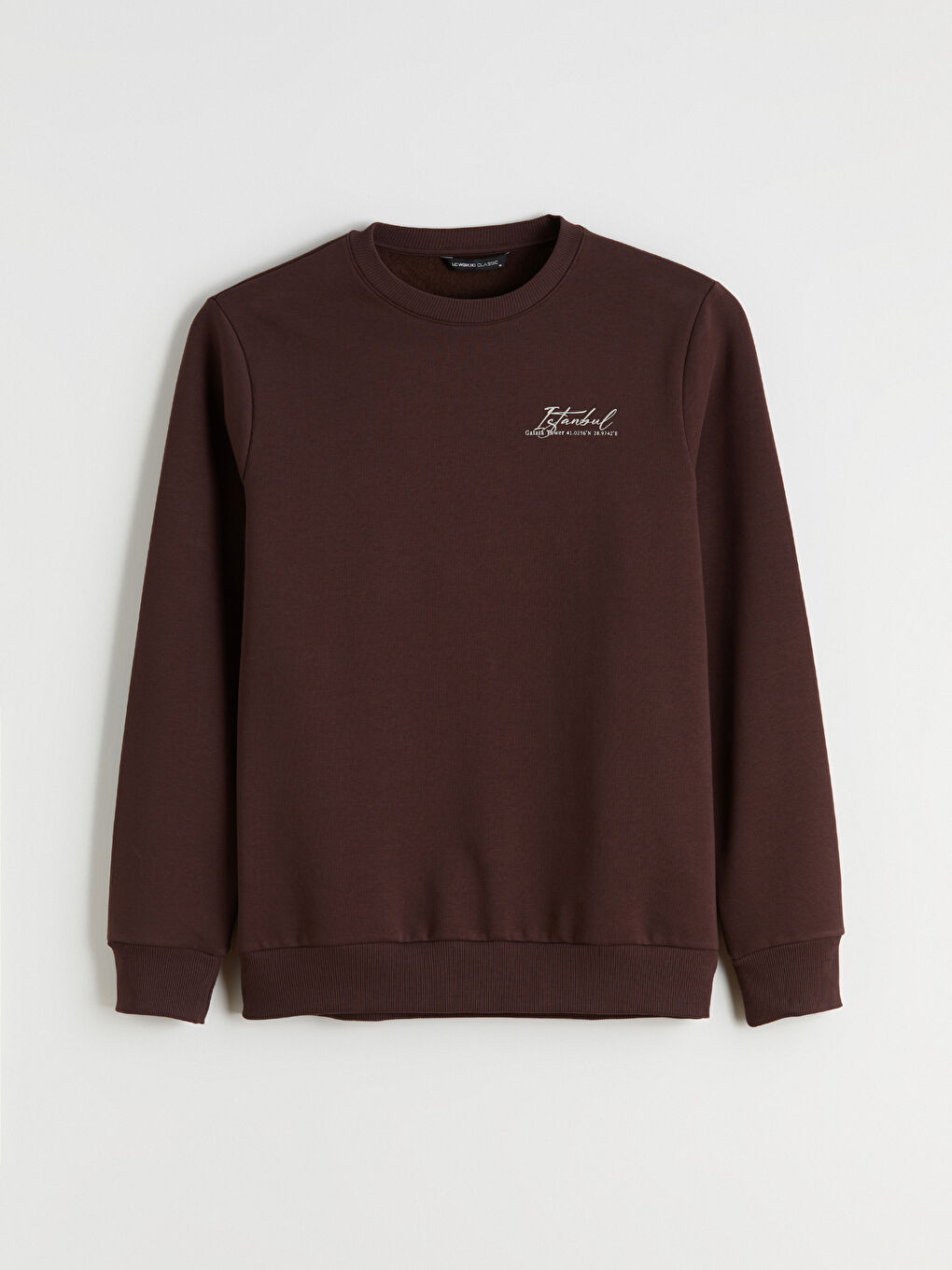 Mürdüm Bisiklet Yaka Baskılı Erkek Sweatshirt-4