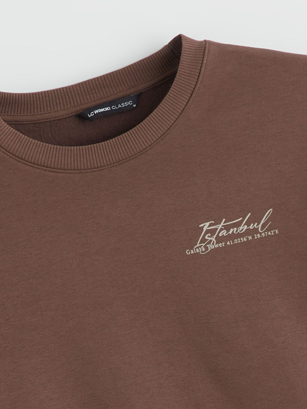 Kahverengi Bisiklet Yaka Baskılı Erkek Sweatshirt-6