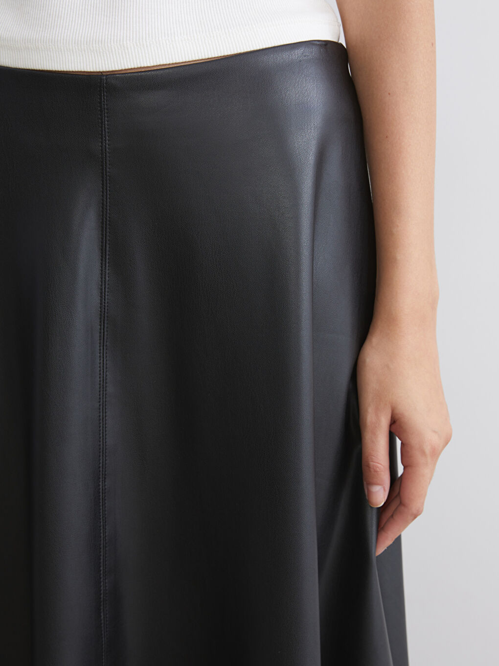 Leather Look Flared Skirt-2