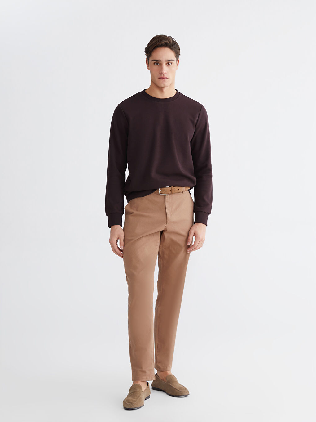 Mürdüm Bisiklet Yaka Erkek Sweatshirt-1