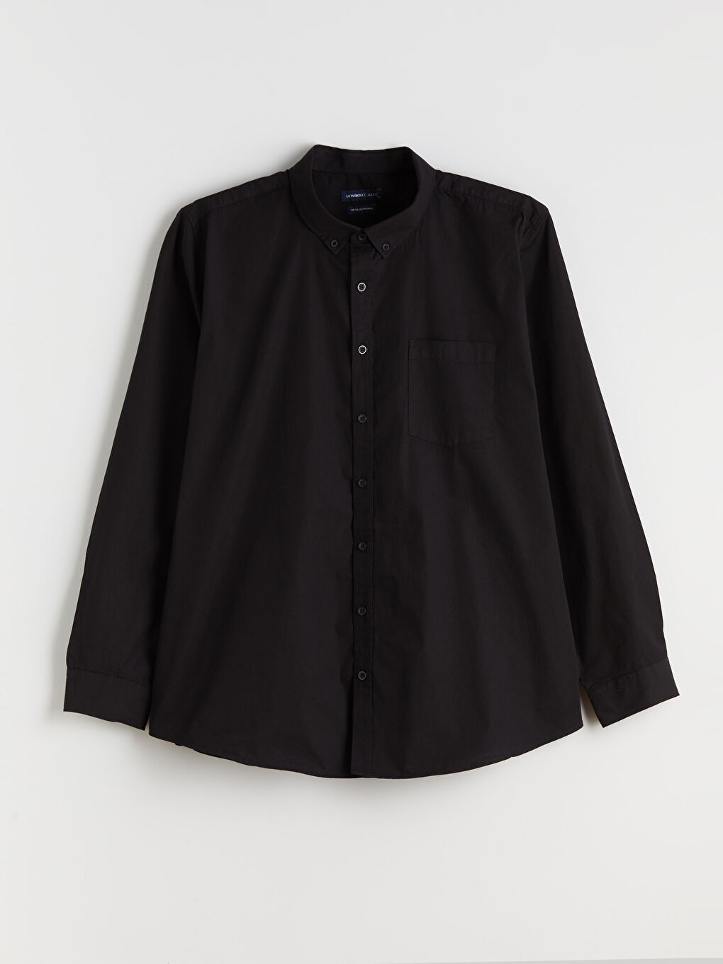 Siyah Büyük Beden Regular Fit Uzun Kollu Armürlü Erkek Gömlek-4