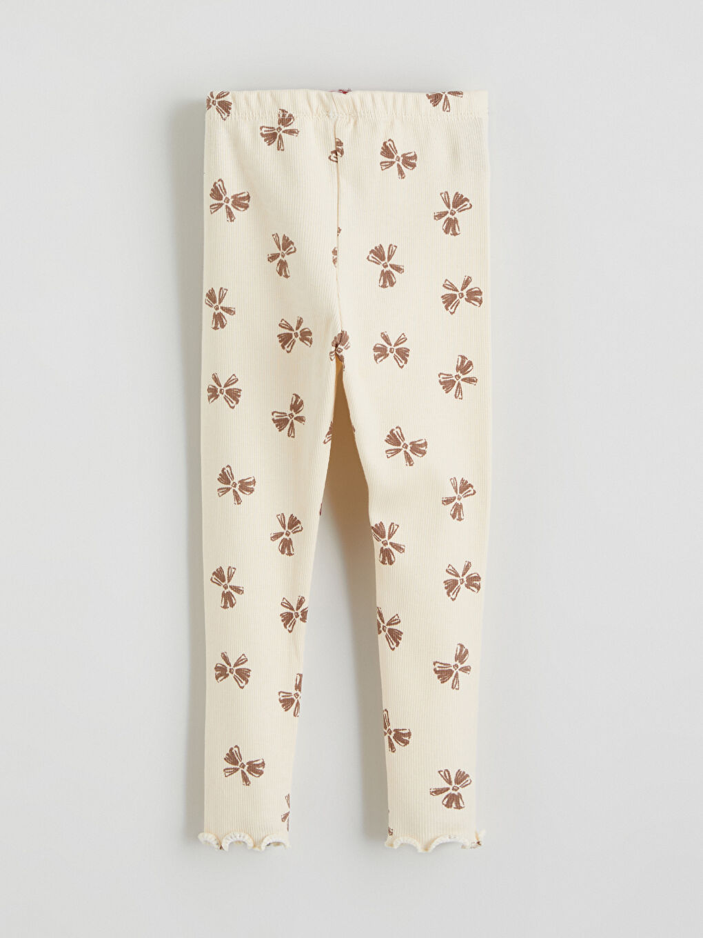 Bej Fiyonk Baskılı Kız Bebek Tayt-1