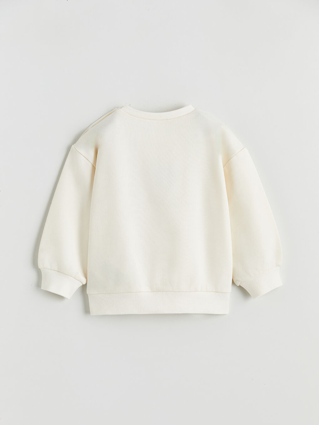 Ekru Bisiklet Yaka Baskılı Kız Bebek Sweatshirt-1