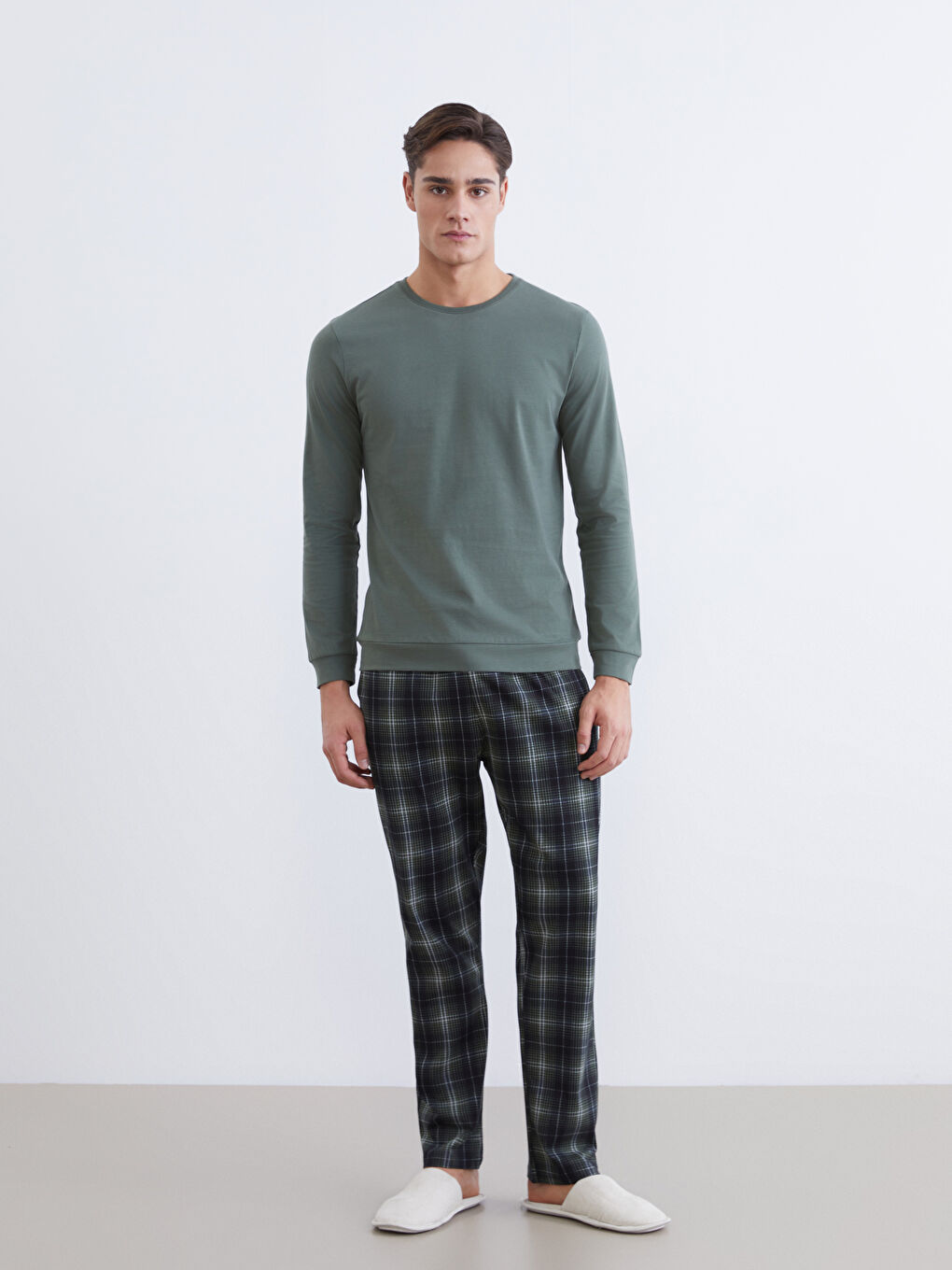 Yeşil Standart Kalıp Erkek Pijama Takımı