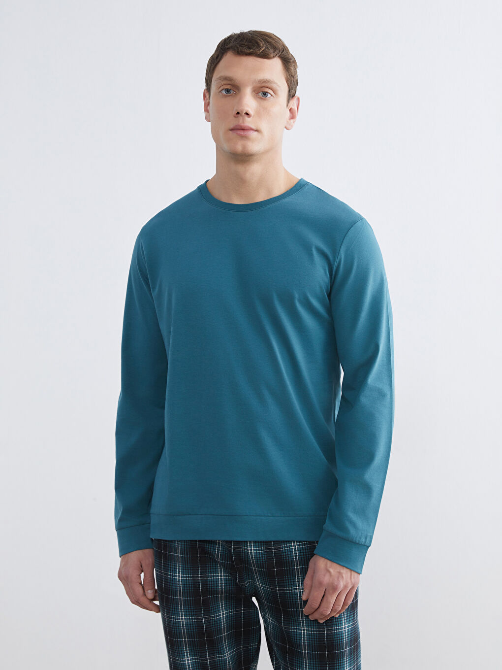 Petrol Standart Kalıp Erkek Pijama Takımı-1