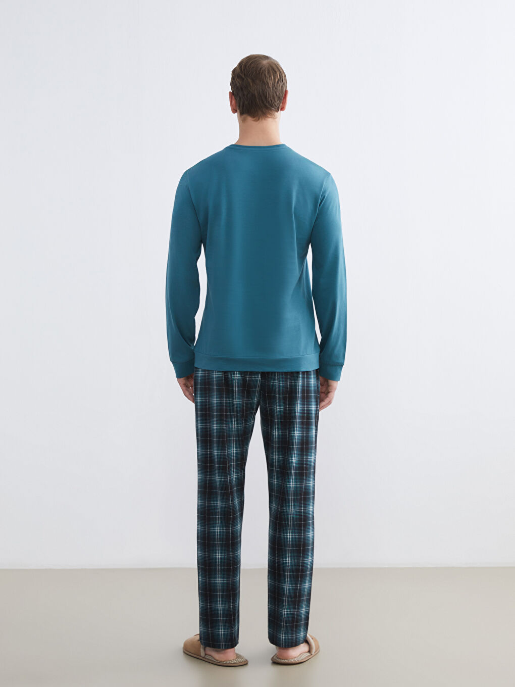 Petrol Standart Kalıp Erkek Pijama Takımı-3