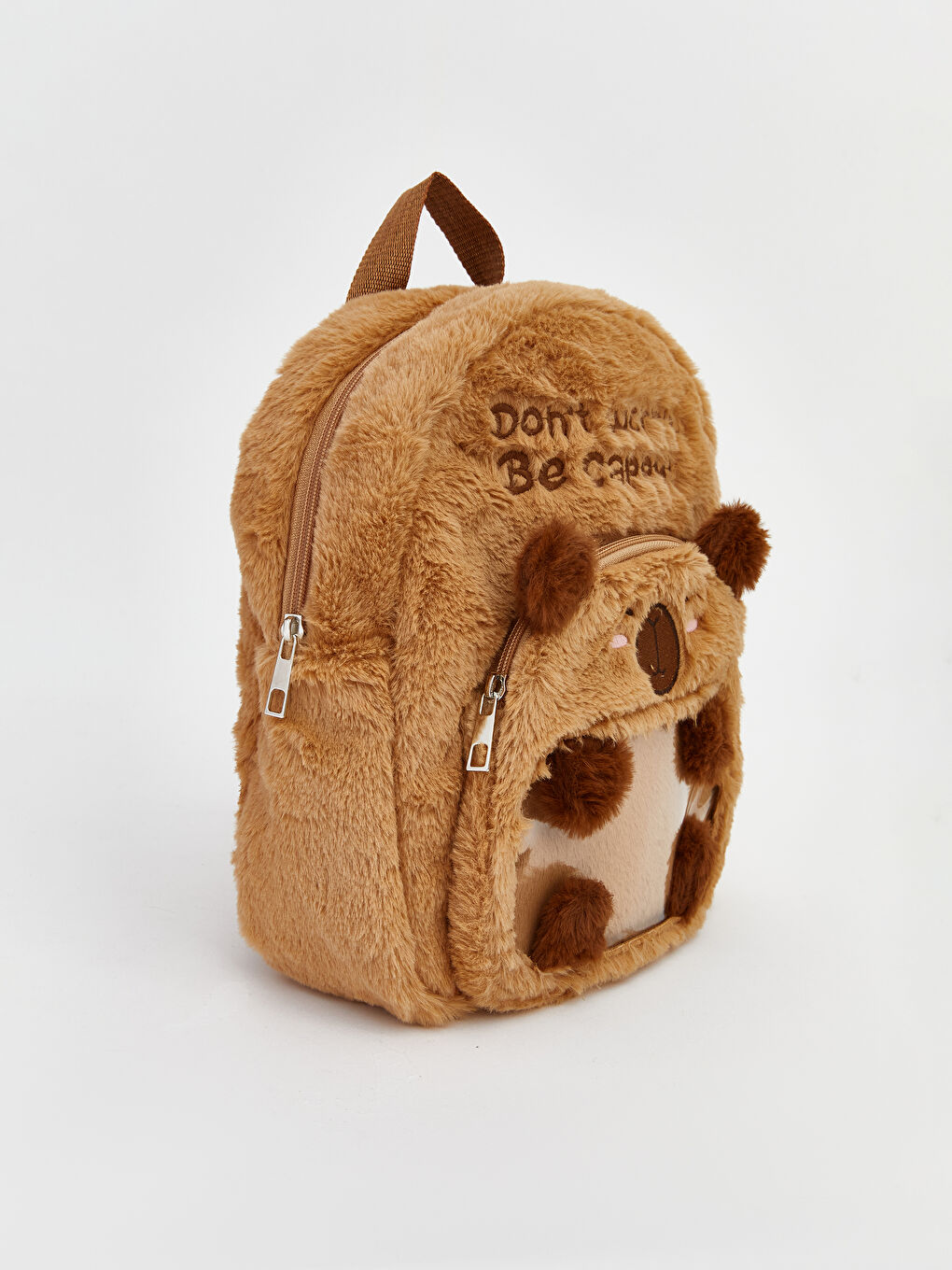 Kahverengi Hayvan Figürlü Pelüş Çocuk Sırt Çantası-2